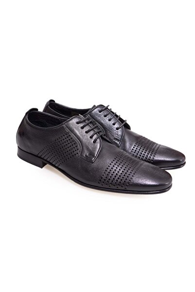 FRANCO CALVANI Black Color Lace-Up Genuine Leather Men's Shoes