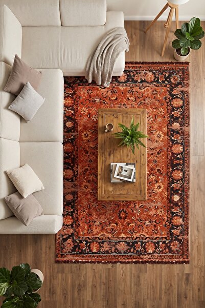 Halispecial Karel Geometrik Eskitme Motifli Kiremit Etnik Dokuma Kilim – Salo...