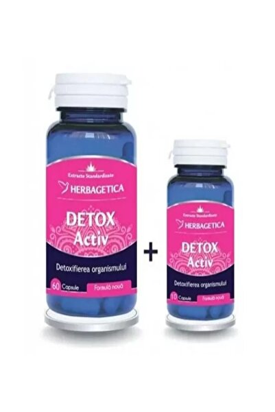 herbagetica Detox Activ (60+10 capsule) – Pachet Promo cu 10 Capsule Cadou, f...