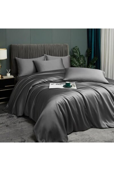 VHG Bamboo, polyester, simple, smooth, silky, grey bed linen, duvet 220x240 c...