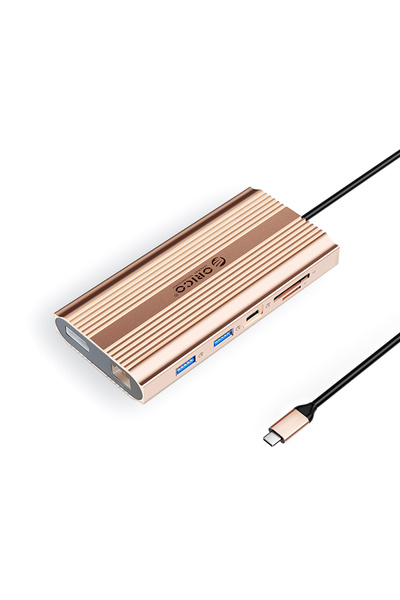 Orico Stație de andocare USB-C XDR 12-în-1, 4K 60Hz, 100W PD, Aur roz
