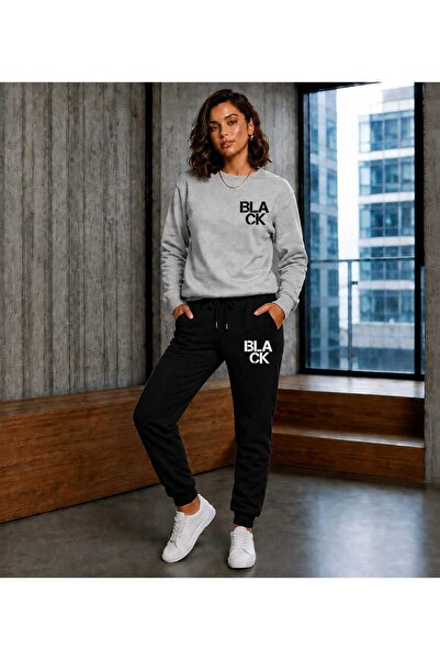 CLOTHES33 Zero Collar Sweat Suit 2-Piece Combination Winter Shardoon Black Pr...