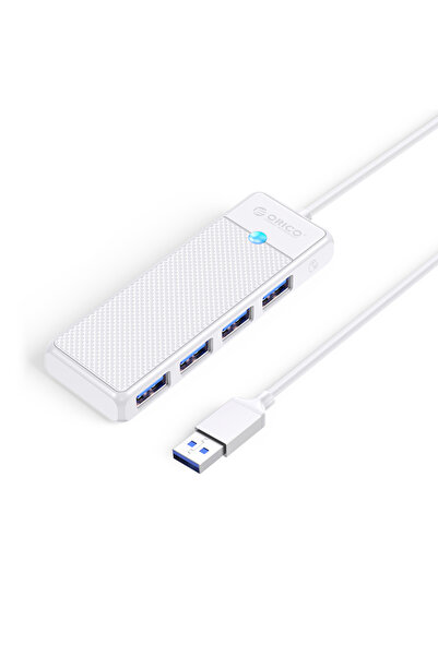 Orico PAPW4A-U3 4-in-1 USB-A Hub, 4x USB 3.0, 5Gbps, 1.8m Cable, White