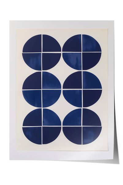 Zestia Poster Premium cu Model Geometric, Model Grilă Circulară Albastru Mari...