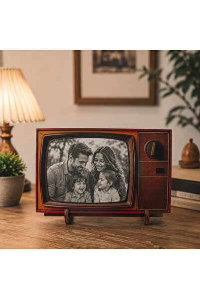 Kutup Yıldızı Tasarım Atölyesi Kişiye Özel Retro TV Tasarımlı Ahşap Fotoğraf ...
