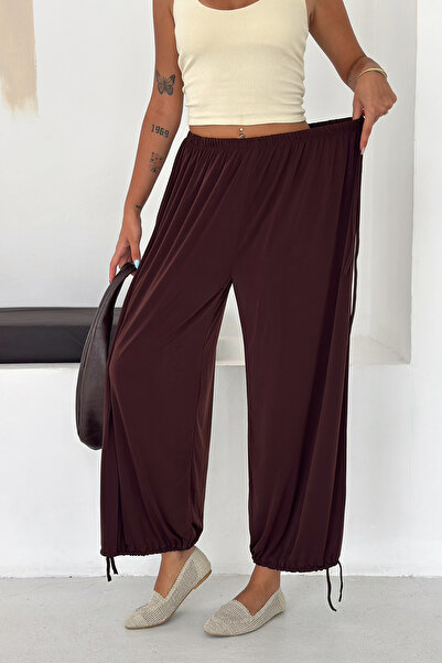 Noa&Noa Women's Elastic Waist, Drawstring Cuffs, Loose Shalwar Trousers