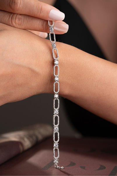 Silvano Jewelry 925 Ayar Gümüş Pırıltı Serisi Özel Tasarım Bileklik