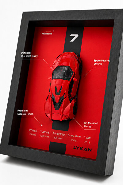 Toy Factory MINIAUTO 3D Frame Die-Cast Model – Red Lykan Sports Car Shadow Bo...