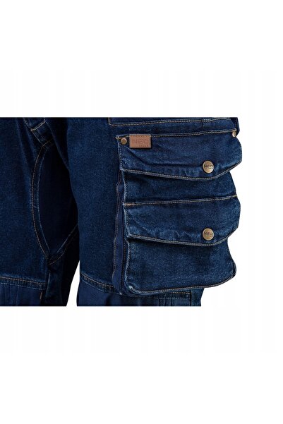 NEO Tools Pantaloni de lucru din denim, cu talie înaltă, întăriți cu bumbac O...