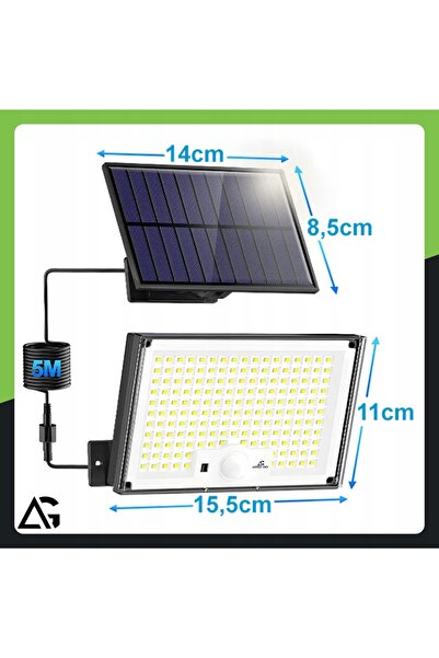 ARSA GO Lampă solară LED de 300W cu panou separat, cu senzor de mișcare și fu...