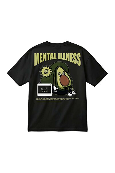 barsdepo Μπλουζάκι Unisex Oversize με στάμπα  "Mental Illness " – Αβοκάντο