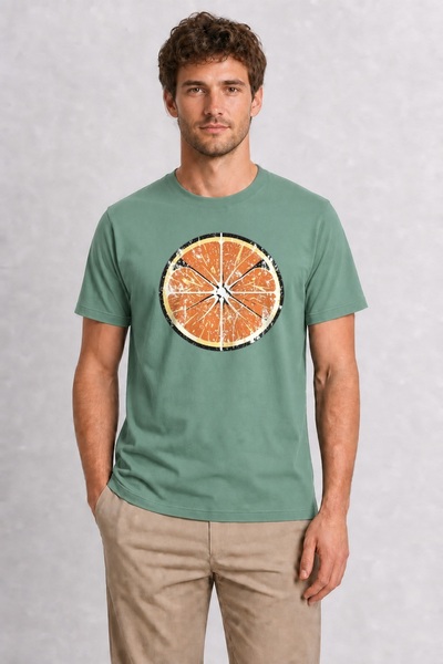 WAKHA Citrus Patterned Graphic Printed T-Shirt - Green