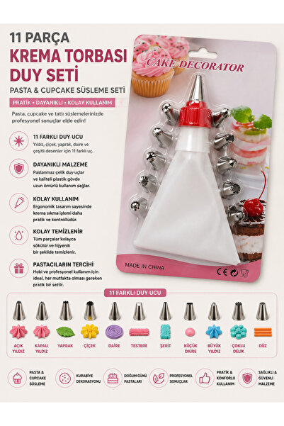 pratikpastacılık 11 Parça Krema Torbası ve Duy Seti – Pasta & Cupcake Süsleme...