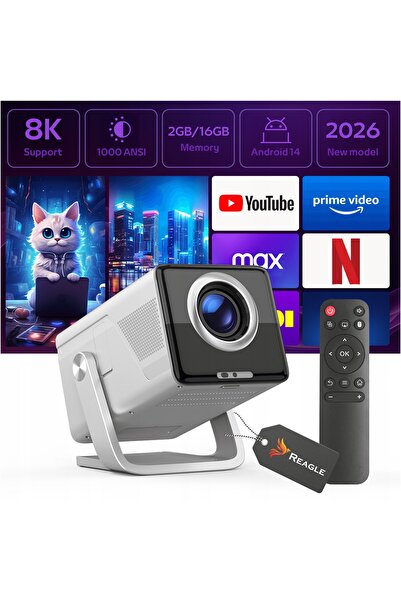 NO BRAND PROIECTOR LED PORTABIL 1000 ANSI 8K FULL HD 130 " ANDROID 14