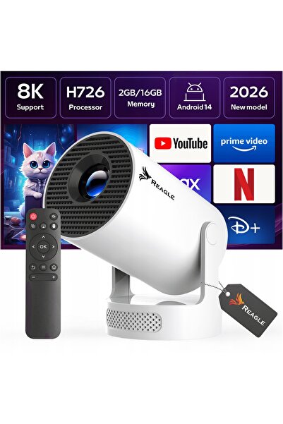 NO BRAND 2026 NOU MINI PROIECTOR LED ANDROID 14 PORTABIL 4K SMART TV WIFI