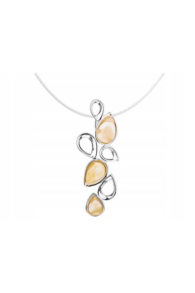 NO BRAND Colier scurt argintiu ajurat pentru femei, cu choker din chihlimbar ...