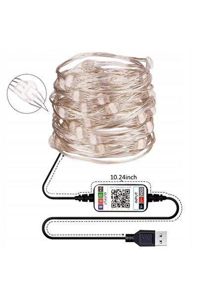 NO BRAND Ghirlande decorative cu 100 de LED-uri, Bluetooth, 10 m, USB, cu fir