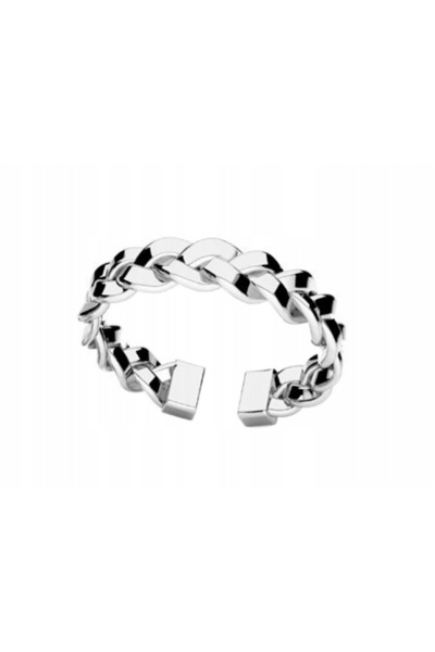 NO BRAND Inel împletit mic, ajustabil, argintiu, de damă, 4mm, 11