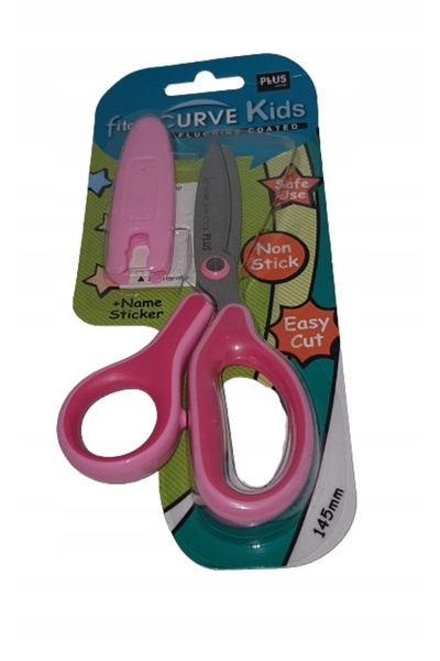 Plus Foarfece pentru copii 14,5 cm roz școlare cu capac de protecție sigure x...
