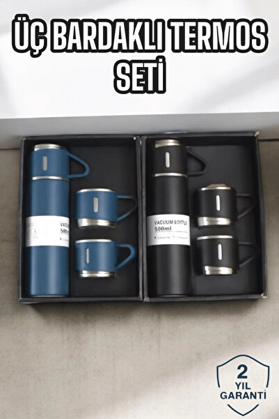 SORA GROUP Stylish and Durable 3-Cup Thermos Set with Long-Term Heat Preserva...