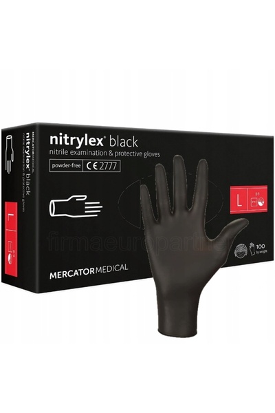 Mercator Medical Mănuși din nitril fără pudră Nitrylex negre mărimea L 100 bu...