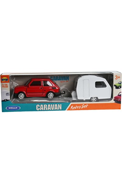 WELLY Set auto metalic Fiat 126p + rulotă