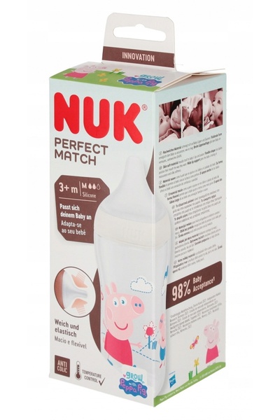 NO BRAND NUK BOTTLE PERFECT MATCH PEPPA 260ML. Suzetă din silicon M 3M+
