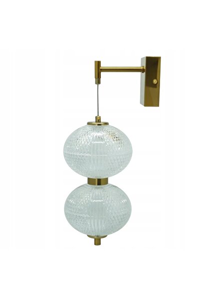 NO BRAND Aplică de perete suspendată cu LED, aurie, cu 2 globuri glamour, pen...