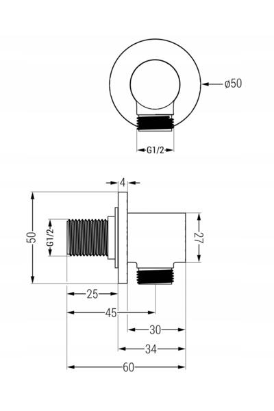 Mexen KAI Conector unghiular rotund din alamă albă