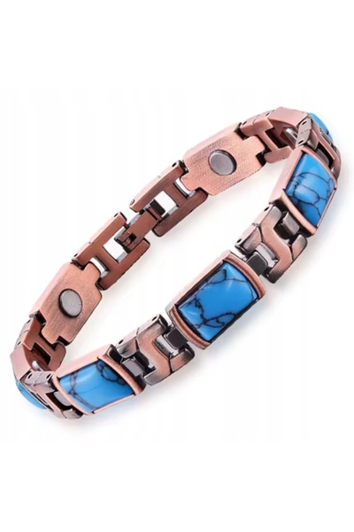 NO BRAND Brățară elegantă cu Howlite Turcoaz și Magneți, Cupru 19 cm