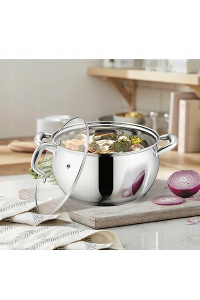 Maestro Oală din oțel cu capac pentru inducție și gaz 24cm 6.4L MR-3515-24