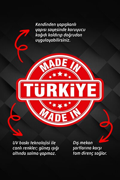 Made in Türkiye Etiketi - 40x35 mm - Endüstriyel Sticker UV Baskı - 10 Adet