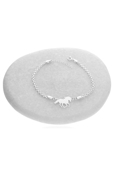 NO BRAND Brățară lată elegantă din argint cu motiv cal GRAWER argint 925