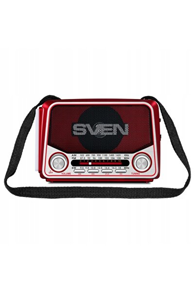 Sven SRP-525 RED radio FM AM SW retro portabil alimentat cu baterii vintage, LED