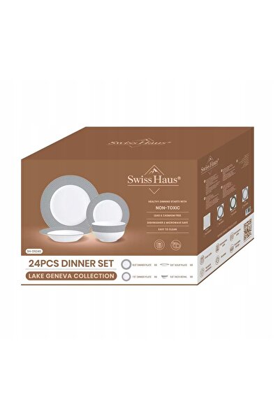 NO BRAND Serviciu de masă PORCELANĂ Complet Farfurii Boluri 24 piese pentru 6...