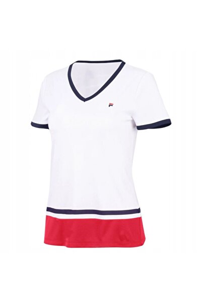 FILA Tricou de tenis Elisabeth alb/roșu mărimea L