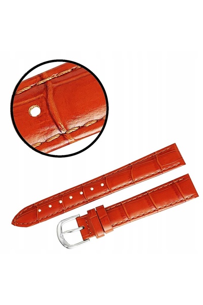 NO BRAND Curea REDA 16mm KROKODYL, maro deschis, cusături maro.