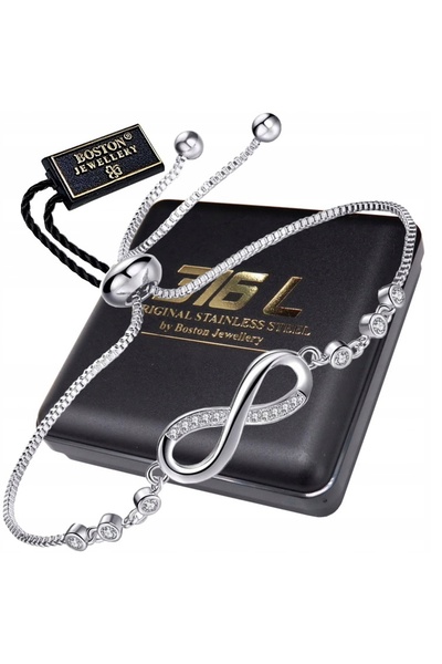 Boston Jewellery BRĂȚARĂ DE ARGINT PENTRU FEMEI CU CIRCONI, REGLABILĂ, CU SIM...