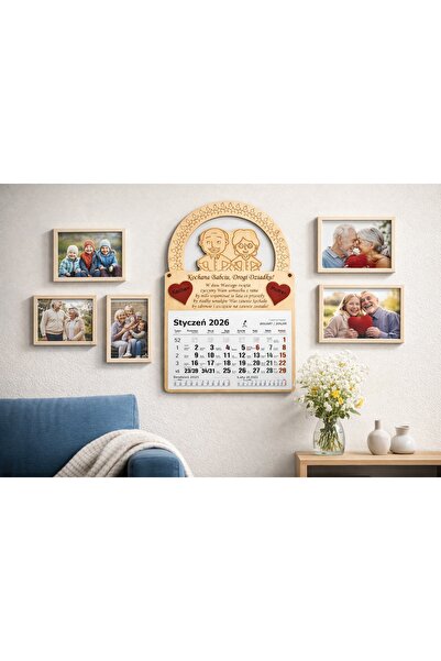 NO BRAND Calendar mare din lemn pentru perete, dedicat Zilei Bunicii și Bunic...