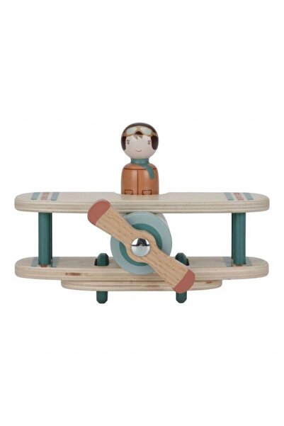 NO BRAND Avion din lemn Little Dutch cu pilot, biplan cu elice, 18 cm