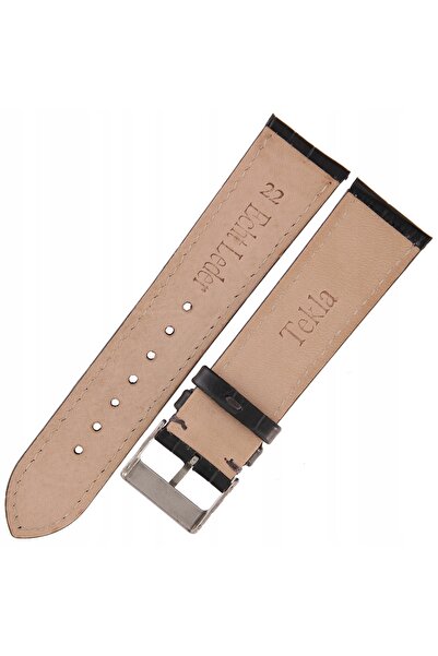 NO BRAND TEKLA K60 - 22mm - GRI - Crocodil - Curea de ceas din piele