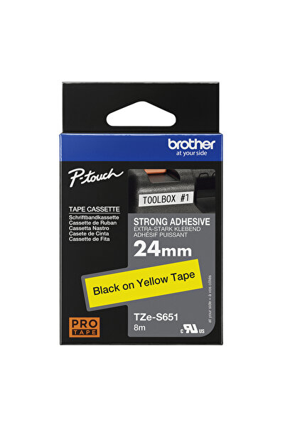 Brother Bandă adezivă tzes-651 galben-negru 24mm x 8m rezistentă