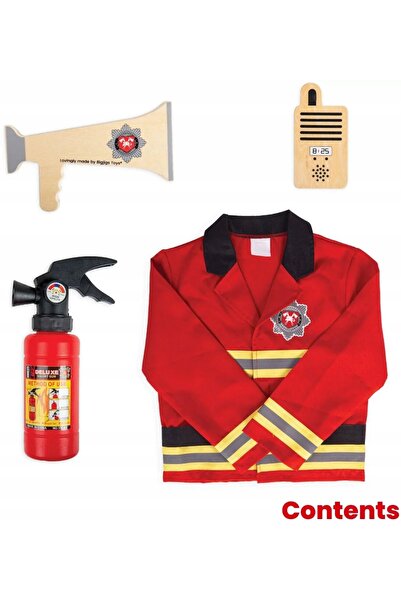 NO BRAND Costum de pompier pentru copii, vârsta 3-5 ani, cu extinctor, Bigjig...
