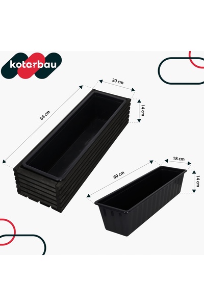 NO BRAND Jardinieră din lemn pentru terase, flori, negru, 64x20 cm