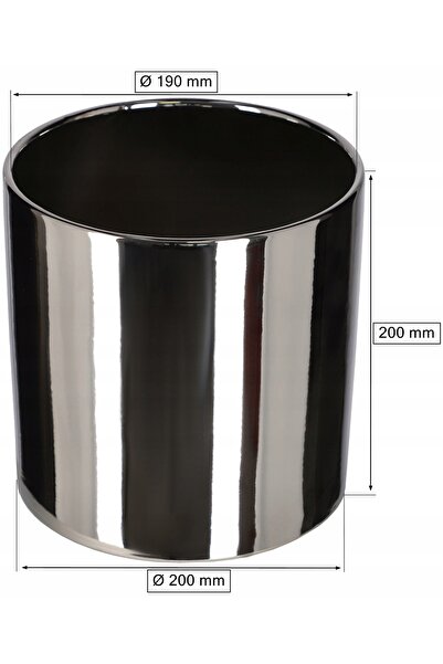 NO BRAND Jardinieră ceramică argintie lucioasă Ø200 mm, cilindrică, decorativă.