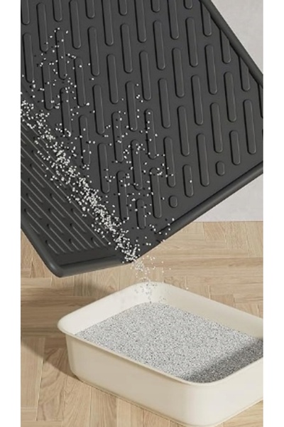 NO BRAND Covoraș pentru litieră pisici, 79 x 61 cm, impermeabil, negru