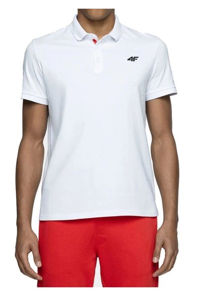 4F Tricou polo din bumbac pentru bărbați PTSM366 alb 10S M