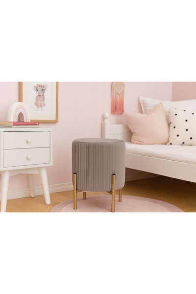 NO BRAND Puf rotund pe picioare 28 x 42 cm gri