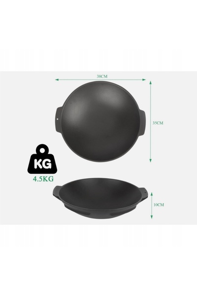 NO BRAND Enders Switch Grid wok din fontă neagră 38.5 x 30 cm pentru grătar