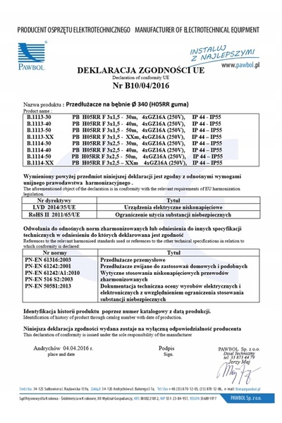 PAWBOL Cablu prelungitor pentru tobe 50 m 4 bucăți Gniazd gri